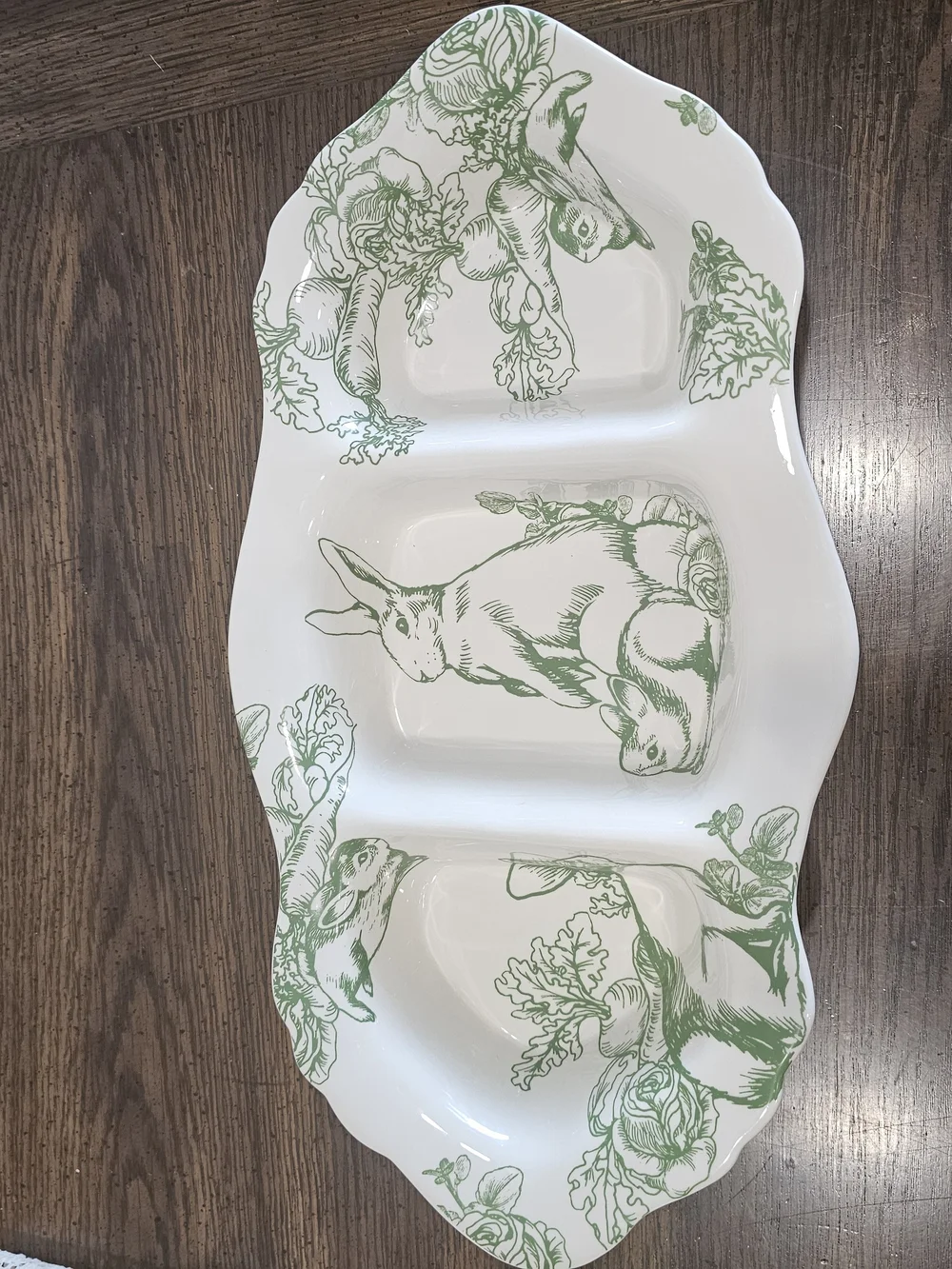 Bunny Toile By J. Wilfred Ceramic Divided Serving Plate